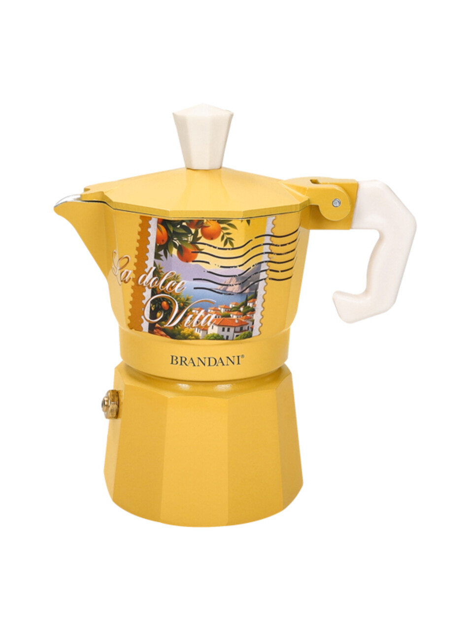 Cafetiera, Dolce Vita Ocra, Brandani, capacitate 1 ceasca, 6x12x13 cm, aluminiu - imagine 4